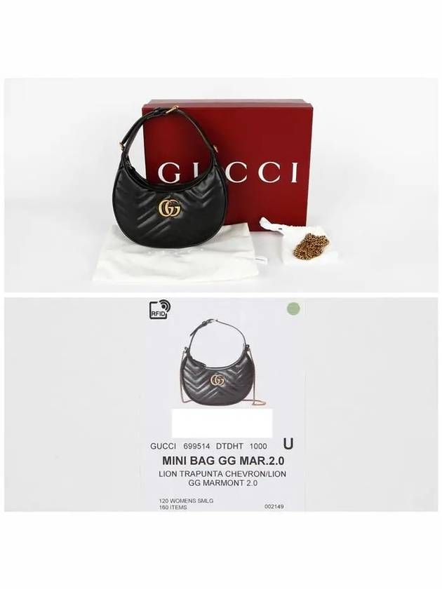 GG Marmont Half Moon Mini Bag Black - GUCCI - BALAAN 8