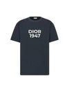 1947 Logo Print Short Sleeve T Shirt Navy - DIOR - BALAAN 1