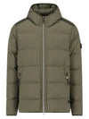 Seamless Logo Nylon Hooded Down Jacket Olive - STONE ISLAND - BALAAN 3