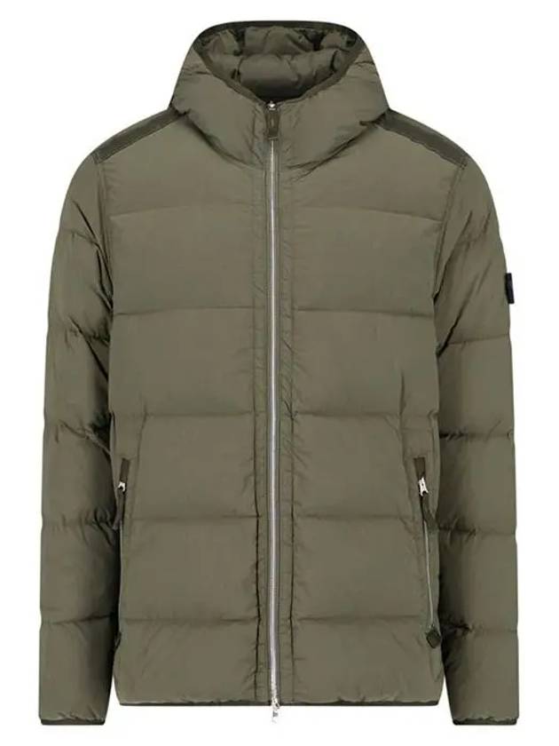 Seamless Logo Nylon Hooded Down Jacket Olive - STONE ISLAND - BALAAN 3