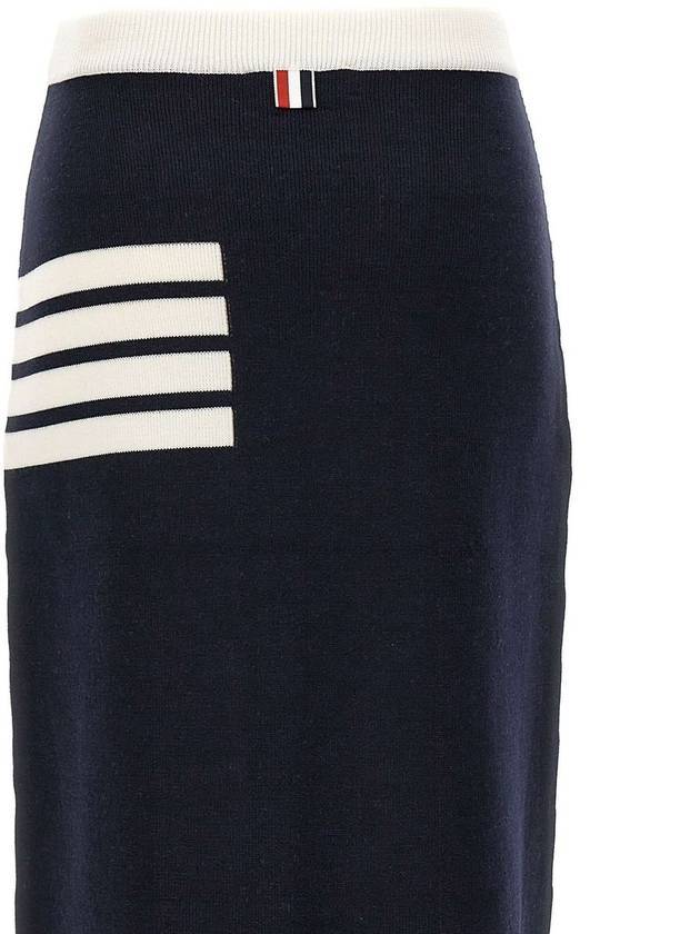 Double Face Merino 4 Bar A Line Skirt Navy - THOM BROWNE - BALAAN 3