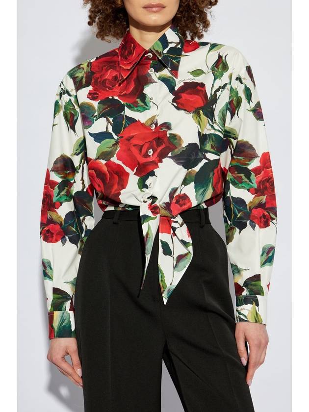 Dolce & Gabbana Cotton Shirt With Floral Pattern, Women's, Multicolour - DOLCE&GABBANA - BALAAN 3