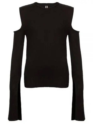 Rick Owens Women s Open Shoulder Long Sleeve T Shirt Black RP01B4663 - RICK OWENS - BALAAN 1