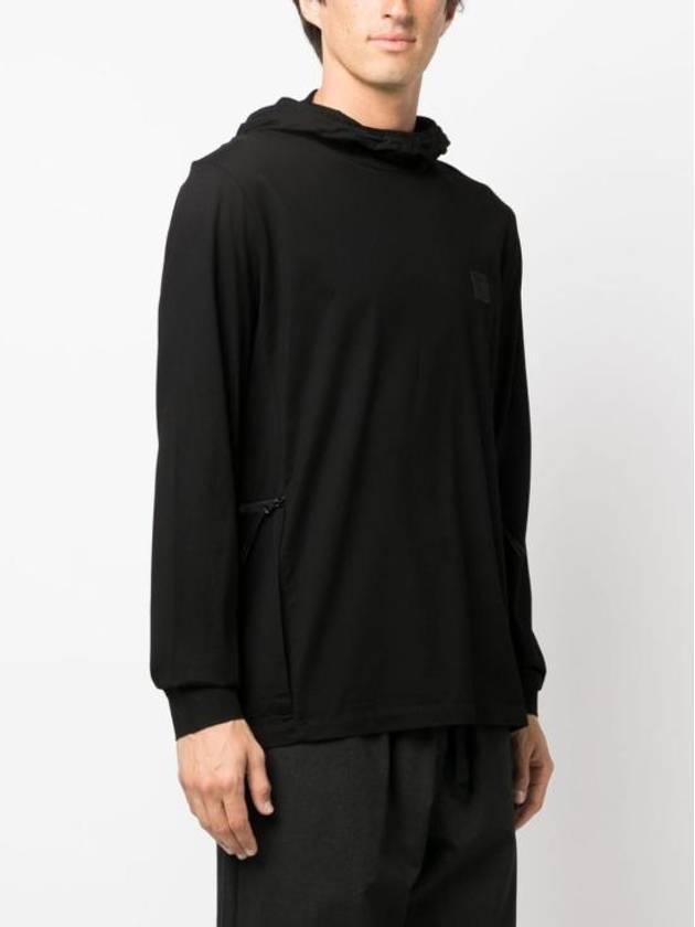 Metropolis Mercerized Jersey Hoodie Black - CP COMPANY - BALAAN 4