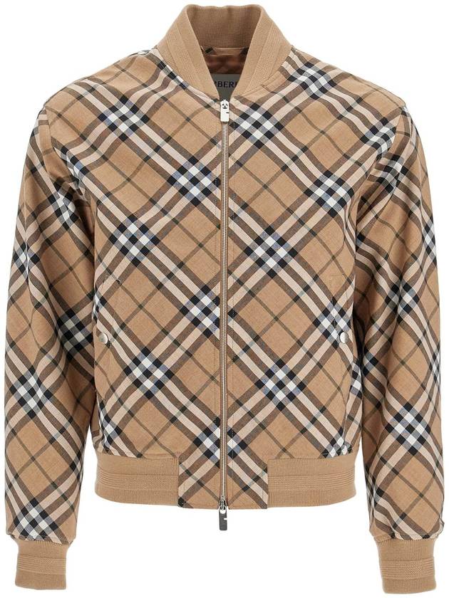 Harrington Check Wool Blend Zip-Up Jacket Brown - BURBERRY - BALAAN 2