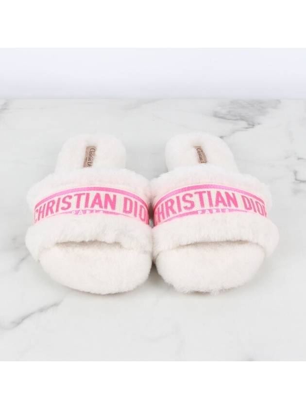 Shearling Fuchsia Logo Mule Slippers 37 240 - DIOR - BALAAN 5