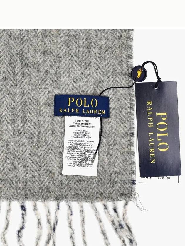 Pony Reversible Check Wool Muffler Grey - POLO RALPH LAUREN - BALAAN 4