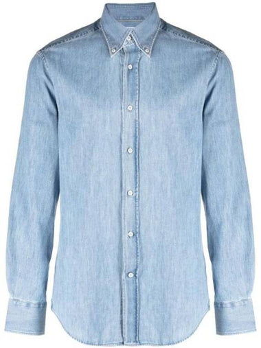 Denim Long Sleeve Shirt Light Blue - BRUNELLO CUCINELLI - BALAAN 1