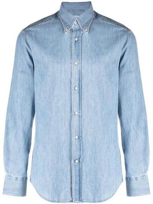 Denim Long Sleeve Shirt Light Blue - BRUNELLO CUCINELLI - BALAAN 1