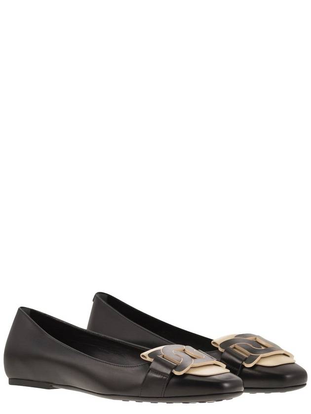 Kate Leather Ballerina Flat Black - TOD'S - BALAAN 5