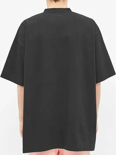 E Graphic Oversized Print Rib Crew Neck Black Cotton T Shirt SS20TR364 - VETEMENTS - BALAAN 2