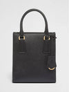 Triangular Logo Saffiano Leather Tote Bag Black - PRADA - BALAAN 4