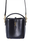 Le 37 Signature Logo Shiny Leather Small Bucket Bag Black - SAINT LAURENT - BALAAN 3