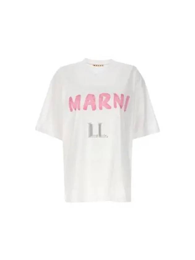 Logo Lettering Boxy Fit Short Sleeve T-Shirt White - MARNI - BALAAN 2