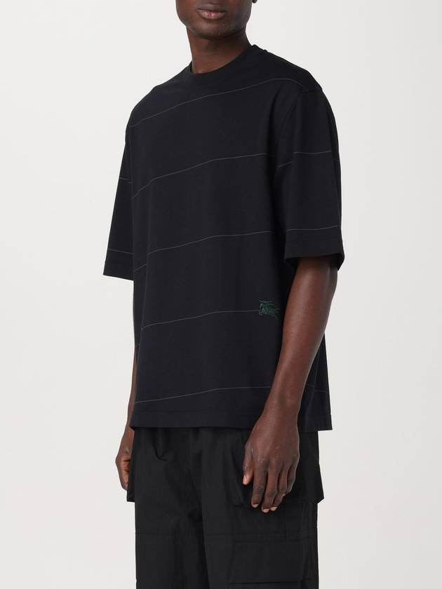 Striped Cotton Short Sleeve T-Shirt Black - BURBERRY - BALAAN 5