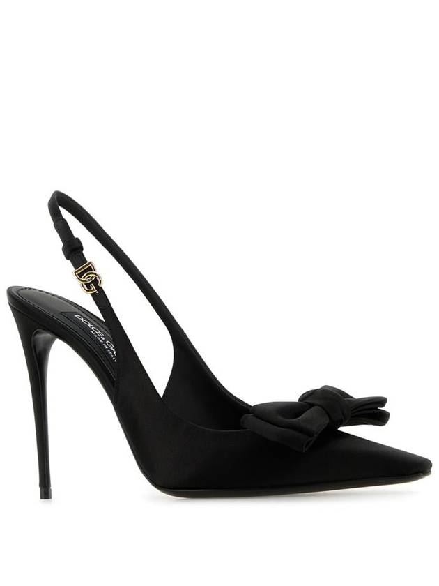 Bow Detail Satin Slingback Heel Black - DOLCE&GABBANA - BALAAN 3