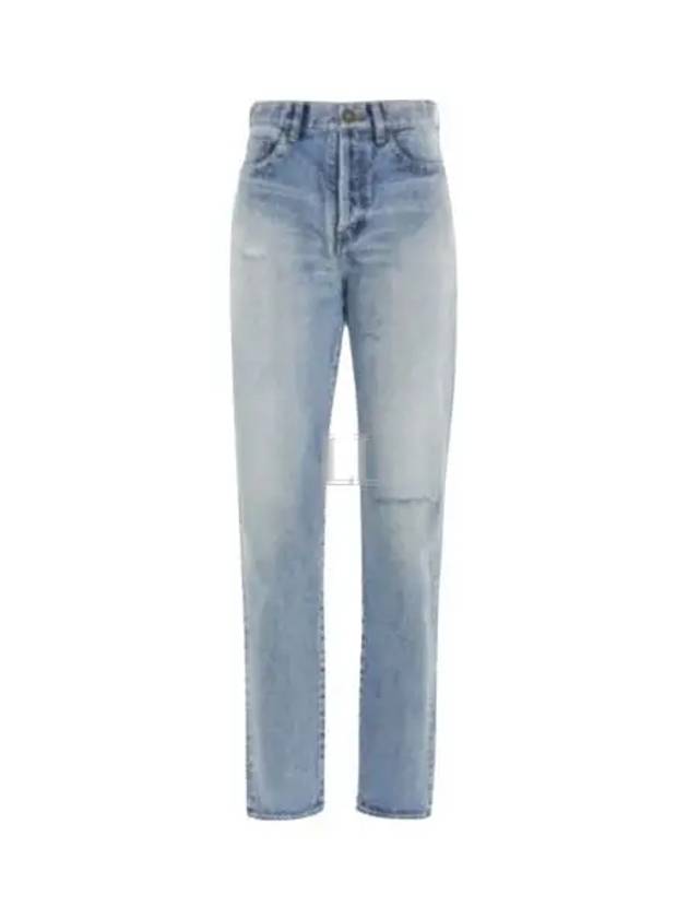 Women's Destroyed Washing Denim Jeans Light Blue - SAINT LAURENT - BALAAN 2