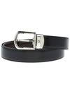 Horseshoe Buckle Reversible Leather Belt Black Brown - MONTBLANC - BALAAN 1