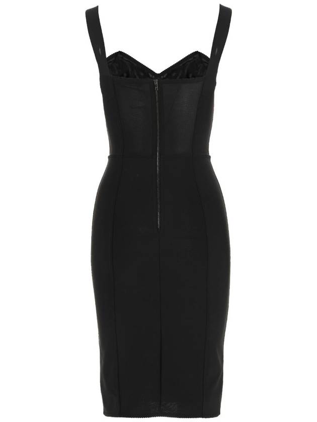 Dolce & Gabbana Bustier Lace Insert Silk Midi Dress Black - DOLCE&GABBANA - BALAAN 3