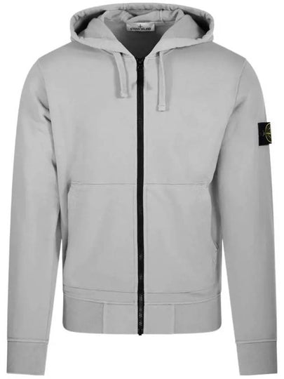 Organic Cotton Fleece Zip-Up Hoodie Grey - STONE ISLAND - BALAAN 2