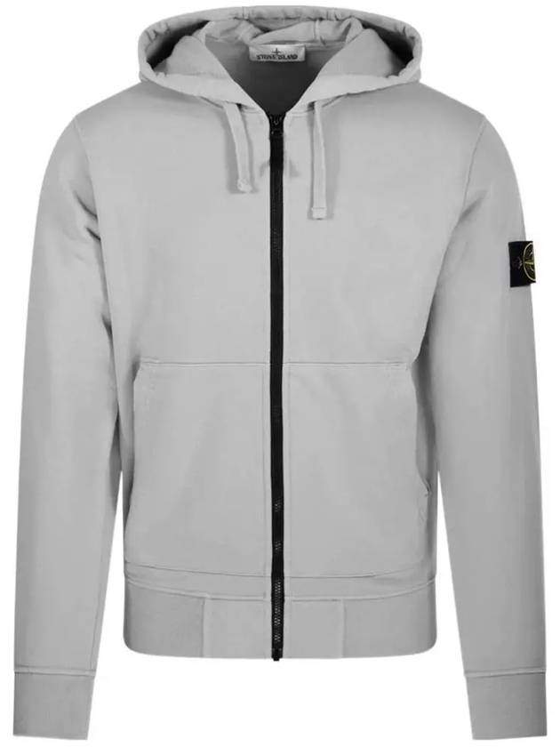 Organic Cotton Fleece Zip-Up Hoodie Grey - STONE ISLAND - BALAAN 3