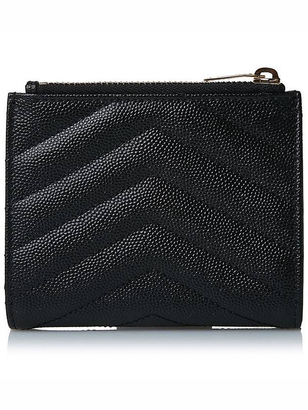 Cassandre Matelasse Grain De Poudre Embossed Leather Half Wallet Black - SAINT LAURENT - BALAAN 4