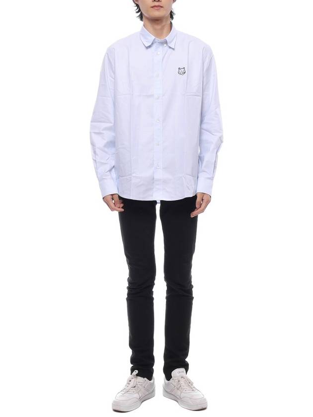 Contour Fox Head Casual Long Sleeve Shirt Blue - MAISON KITSUNE - BALAAN 4