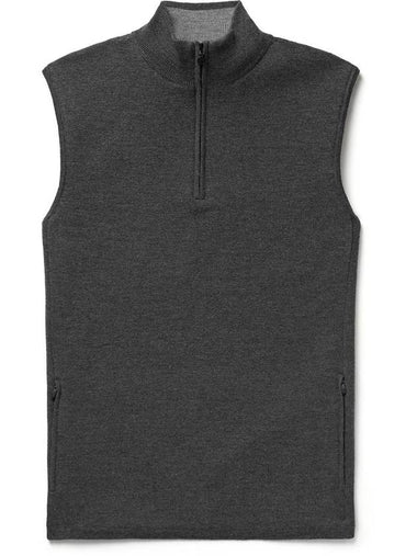 Men's Neck Zip Merino Wool Dunes Vest Dark Grey - G/FORE - BALAAN 1