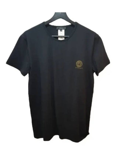 Logo Cotton Short Sleeve T-Shirt Black - VERSACE - BALAAN 2