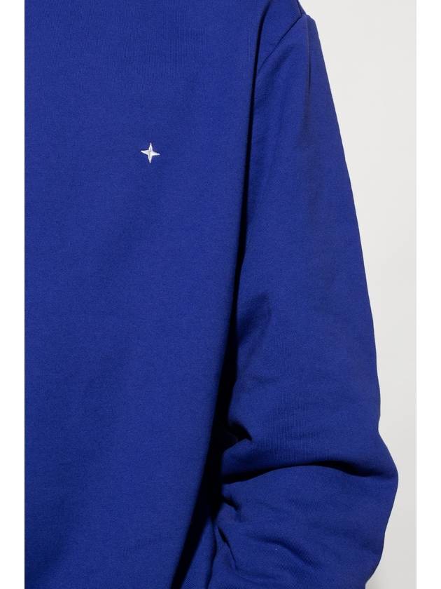 Embroidered Logo Garment Dyed Cotton Sweatshirt Blue - STONE ISLAND - BALAAN 5