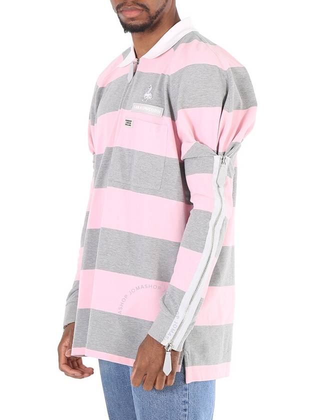 Men's Zip-up Striped PK Shirt Pink Gray - BURBERRY - BALAAN 4