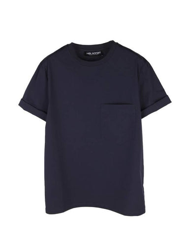 Pocket Mix Round Short Sleeve T-Shirt Navy BJT411C - NEIL BARRETT - BALAAN 1