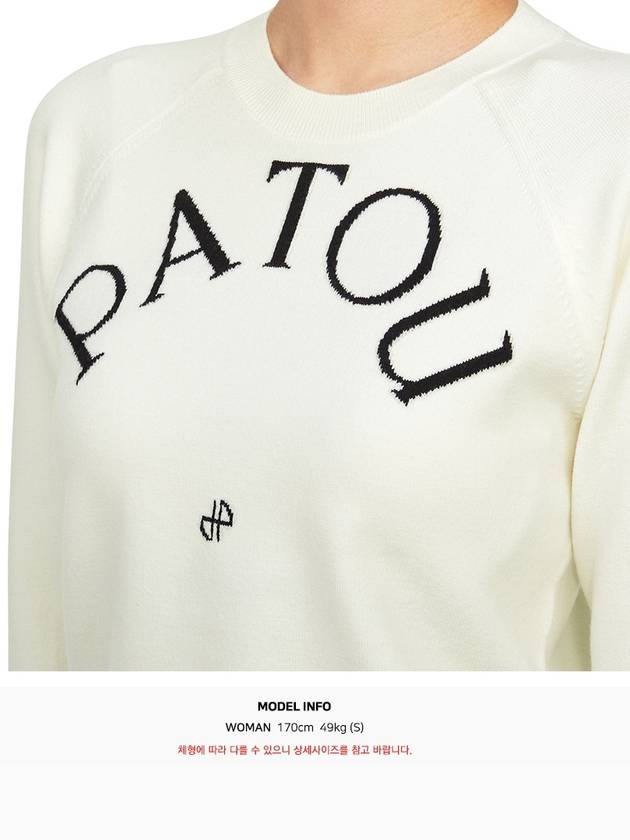 Embroidered Logo Wool Knit Top White - PATOU - BALAAN 9