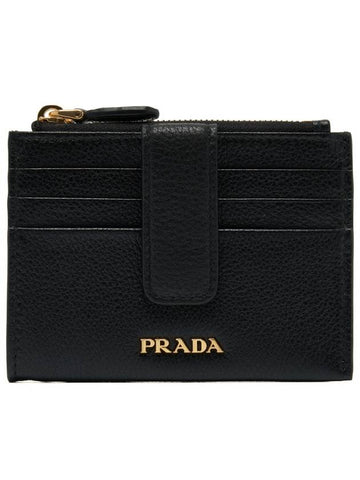 Vitello Move Leather Card Wallet Black - PRADA - BALAAN.