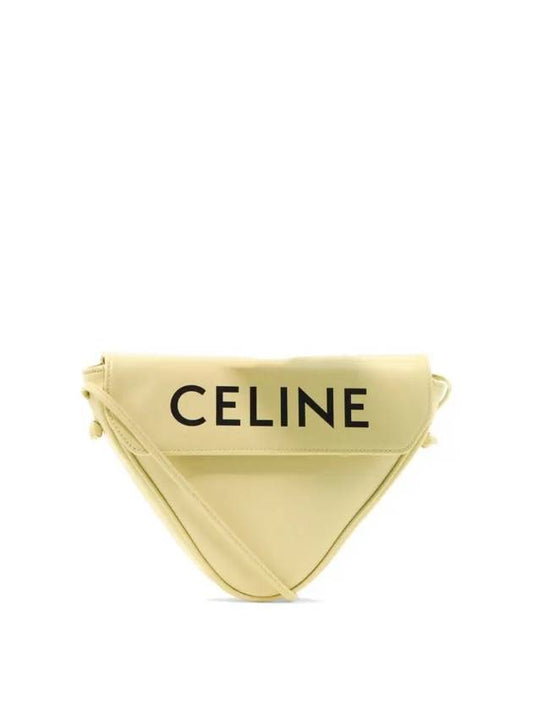 Logo Leather Triangle Cross Bag Pale Yellow - CELINE - BALAAN 1