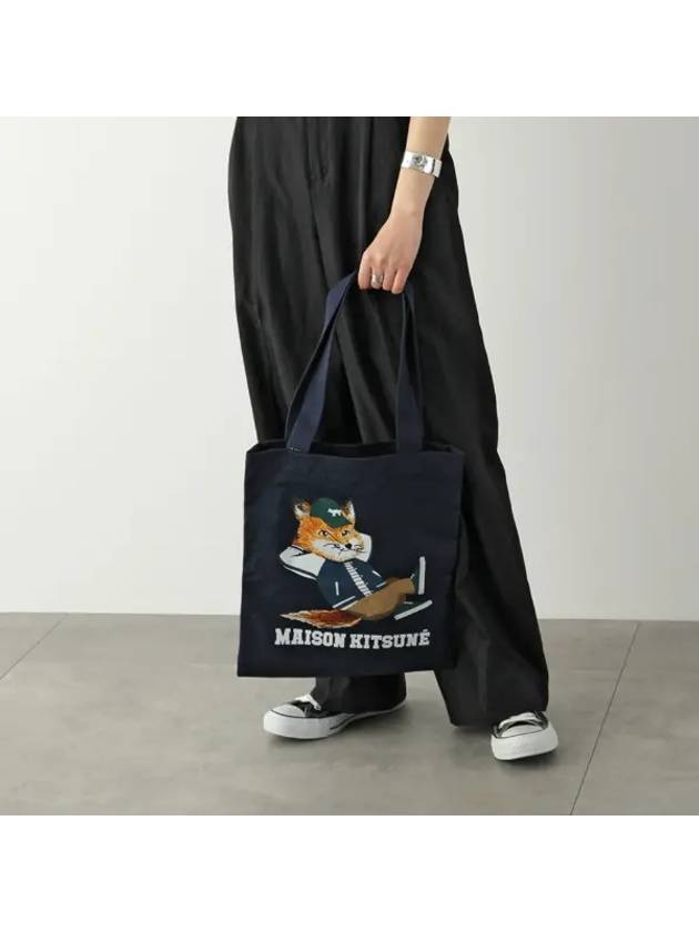 Dressed Fox Vertical Cotton Canvas Tote Bag Navy - MAISON KITSUNE - BALAAN 2