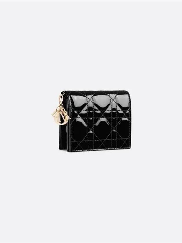 Lady Patent Cannage Calfskin Small Wallet Black - DIOR - BALAAN 3