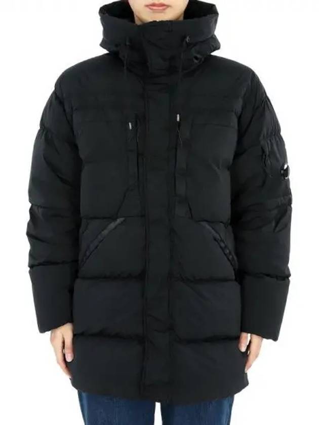 Men s Lens Wappen Nycra R Long Padded Jacket Black 17CMOW173A 005864G 999 - CP COMPANY - BALAAN 2