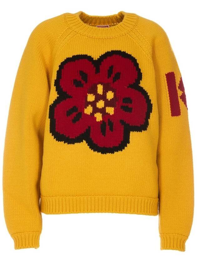 Varsity Merino Wool Knit Top Golden Yellow - KENZO - BALAAN.