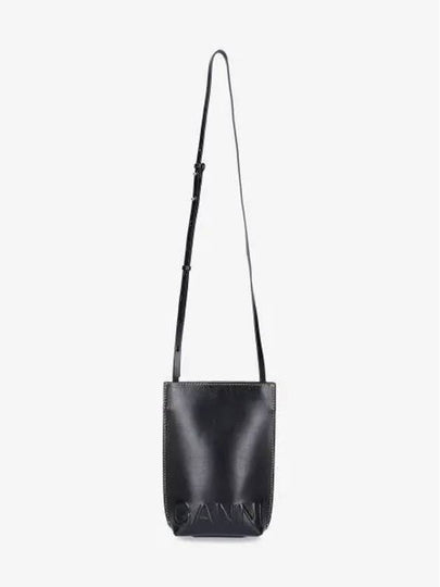 Banner Logo Small Leather Cross Bag Black - GANNI - BALAAN 2