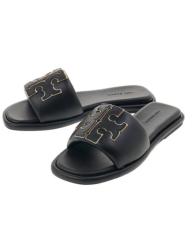 Double T Slide Slippers Black - TORY BURCH - BALAAN 2