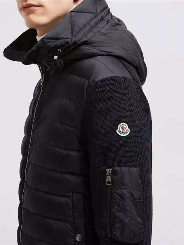 Logo Patch Padded Wool Cardigan Black - MONCLER - BALAAN 3