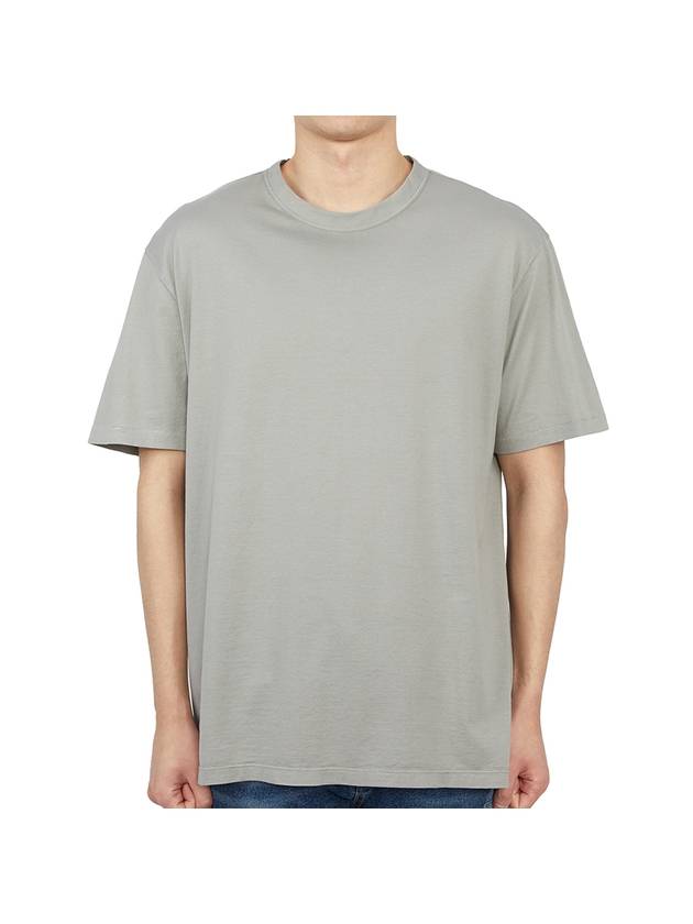 Men's Bag Logo Label Cotton Short Sleeve T-Shirt Gray - TEN C - BALAAN 2