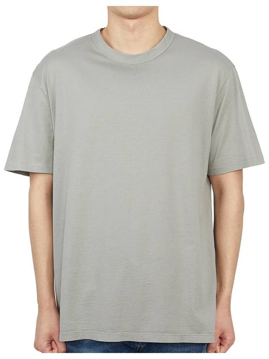 Men's Bag Logo Label Cotton Short Sleeve T-Shirt Gray - TEN C - BALAAN.