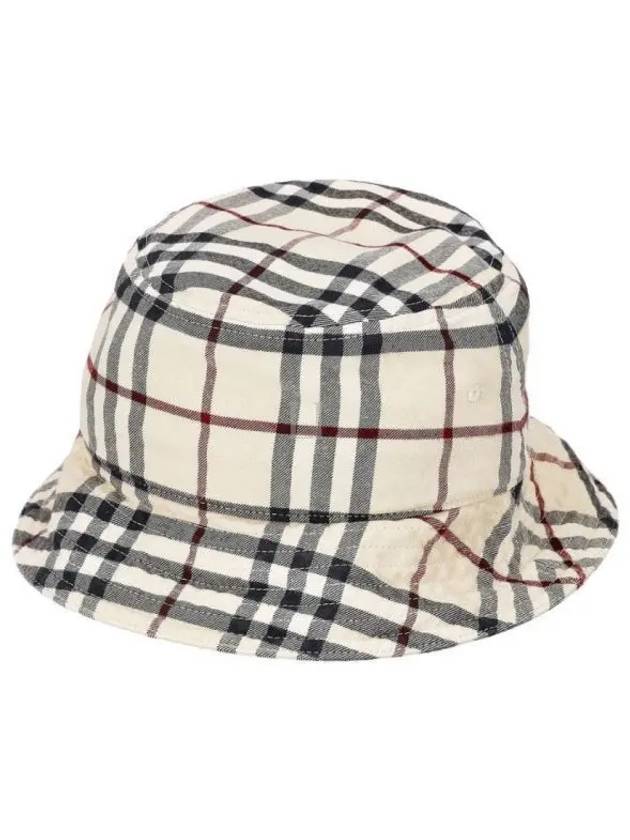 Stone Check Cotton Bucket Hat Beige - BURBERRY - BALAAN 2