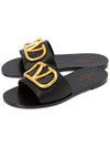 V Logo Signature Grainy Calfskin Slippers Sandals Black - VALENTINO - BALAAN 2