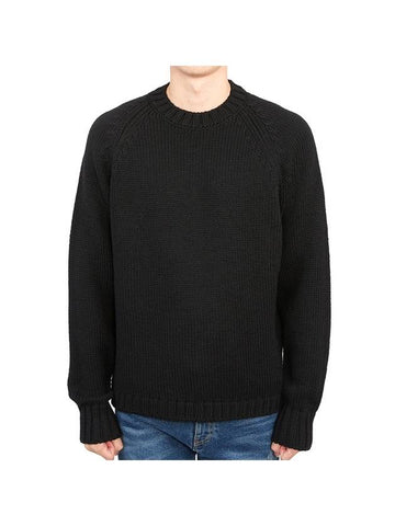 Men’s Merino Wool Knit Top Black - TEN C - BALAAN 1