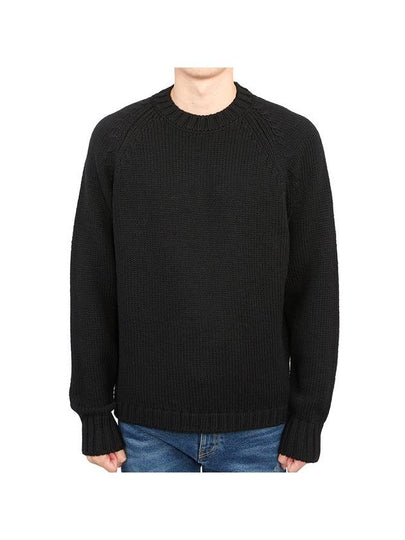 Men’s Merino Wool Knit Top Black - TEN C - BALAAN 2