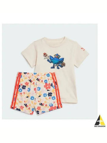 adidas KIDS Floral Shorts Tee Set IR9640 - ADIDAS - BALAAN 1