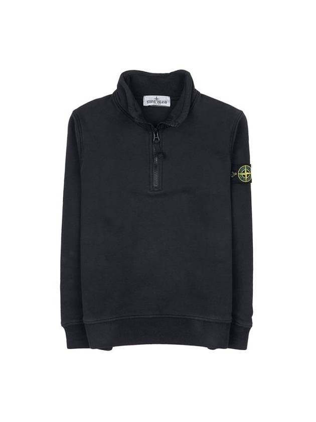 Kids Waffen Patch Half Zip Up Sweatshirt Black - STONE ISLAND - BALAAN 1